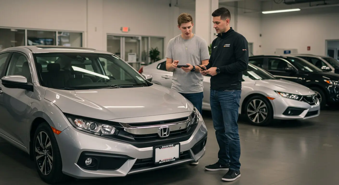 A college student buying a new car
