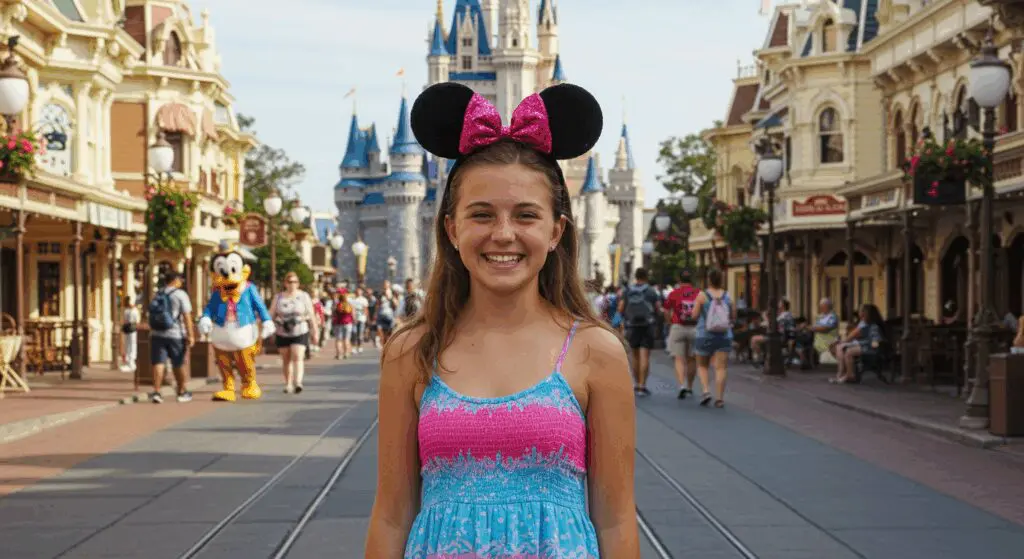 A girl having fun at disneyworld