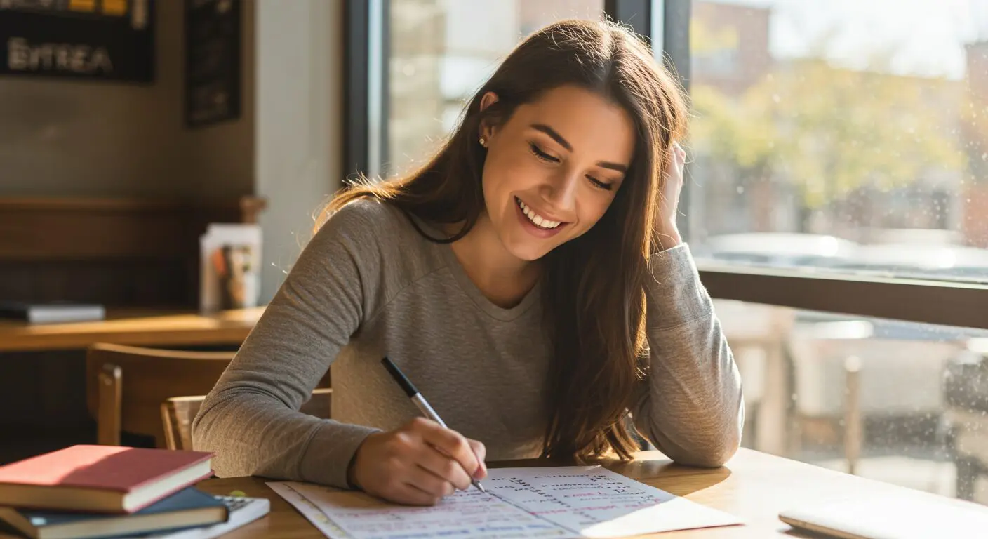 A girl checking off her financial checklist