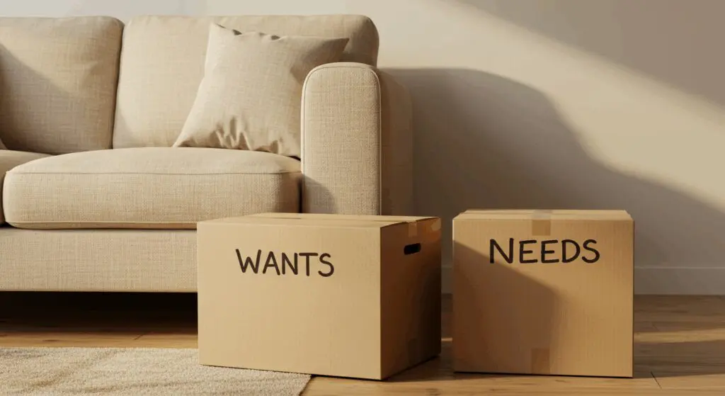 two boxes labeled wants and needs