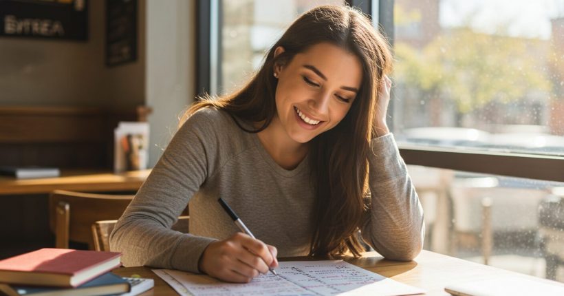 A girl checking off her financial checklist